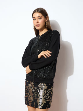 Black Sequin Jacket-SASSAFRAS