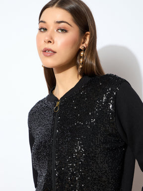 Black Sequin Jacket-SASSAFRAS