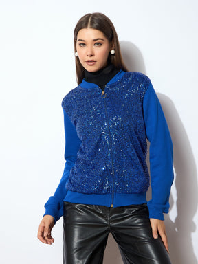 Royal Blue Sequin Jacket-SASSAFRAS