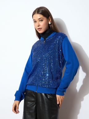 Royal Blue Sequin Jacket-SASSAFRAS