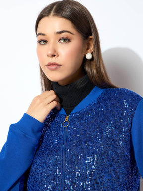 Royal Blue Sequin Jacket-SASSAFRAS