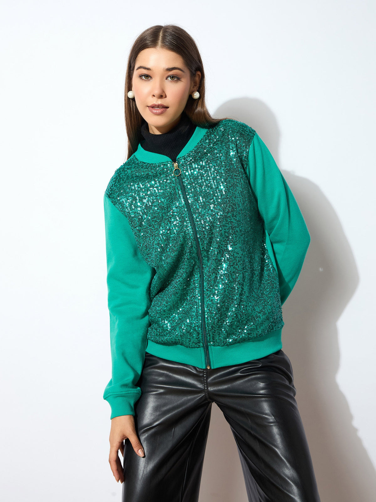 Green Sequin Jacket-SASSAFRAS