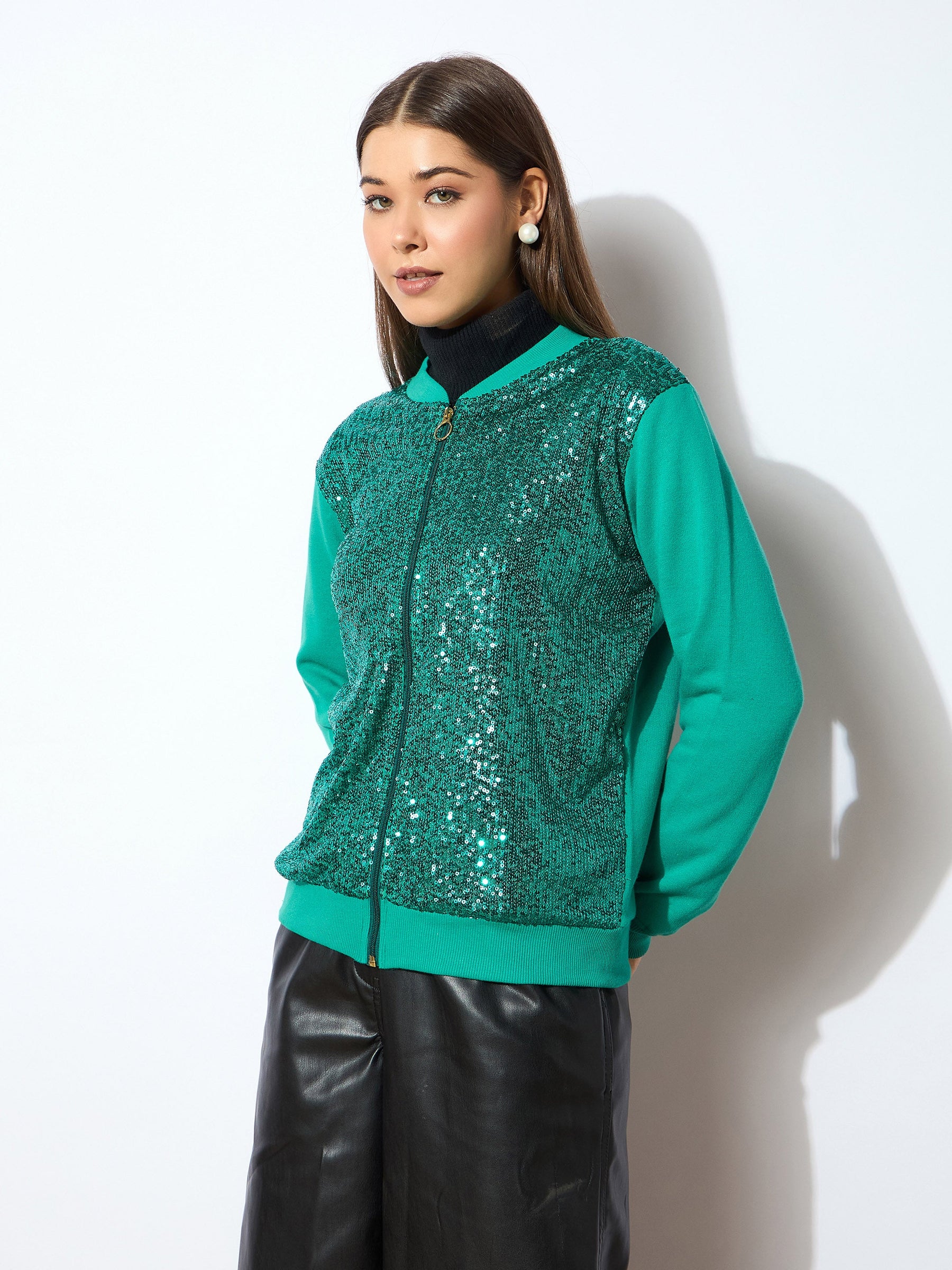 Green Sequin Jacket-SASSAFRAS