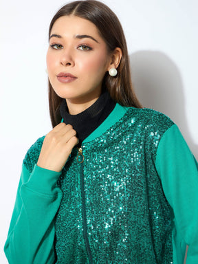 Green Sequin Jacket-SASSAFRAS