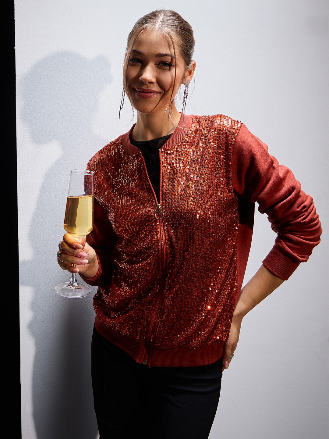 Rust Sequin Jacket-SASSAFRAS