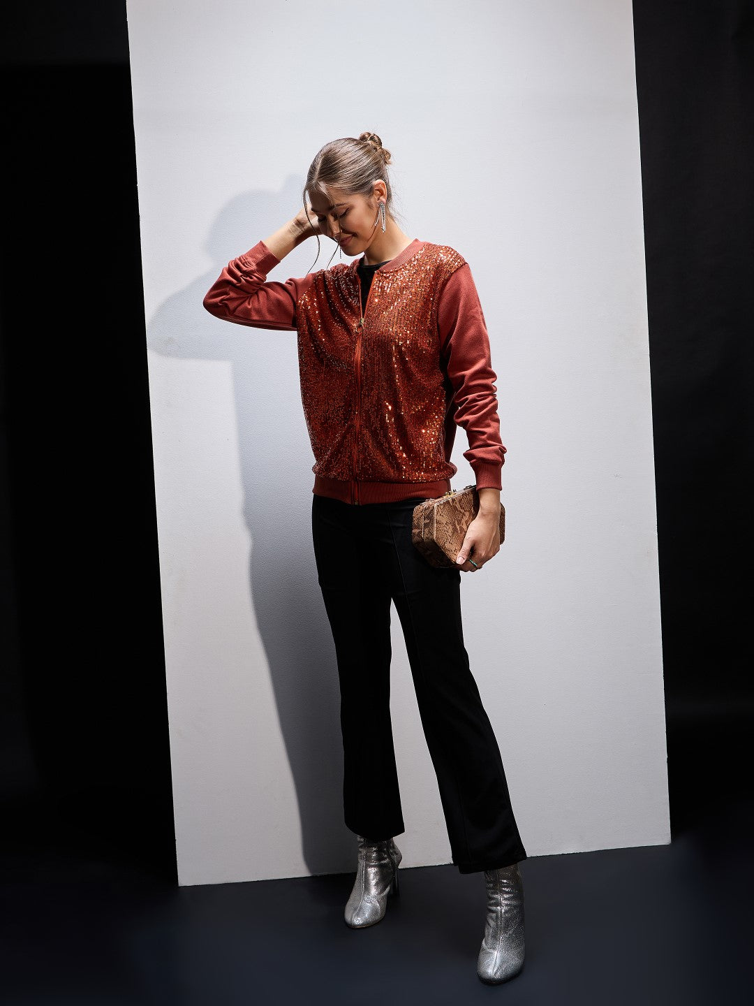 Rust Sequin Jacket-SASSAFRAS