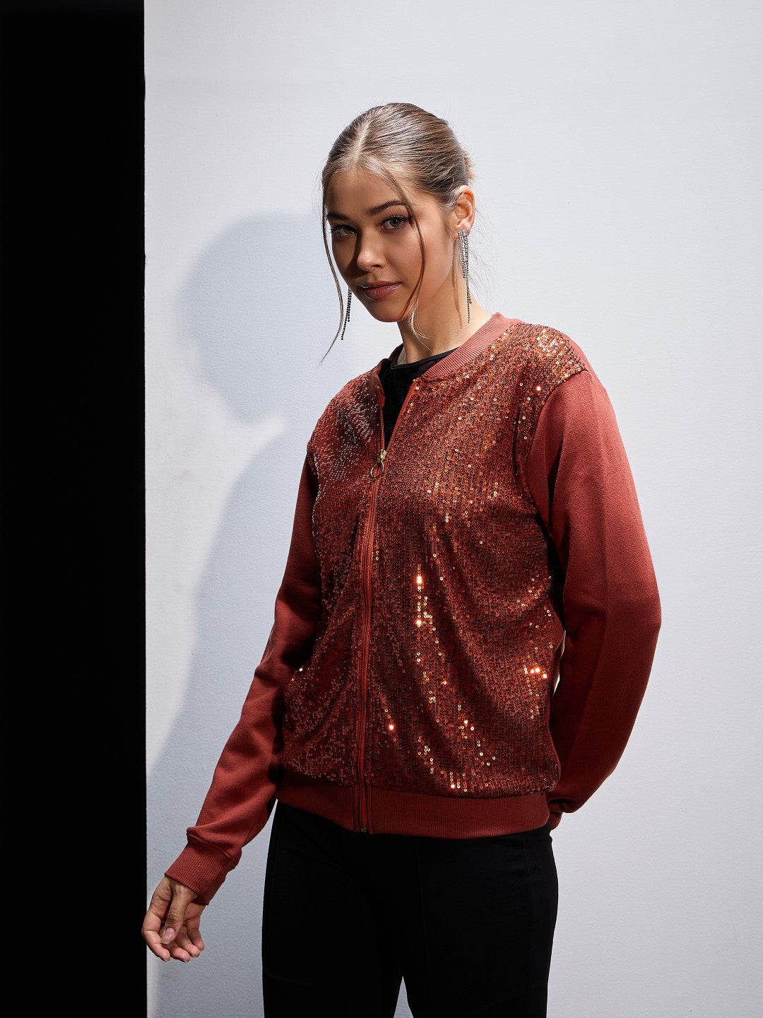 Rust Sequin Jacket-SASSAFRAS