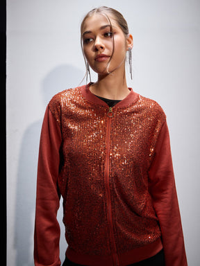 Rust Sequin Jacket-SASSAFRAS