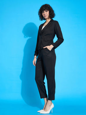 Black Rayon Tencil Blazer With Pants -SASSAFRAS worklyf