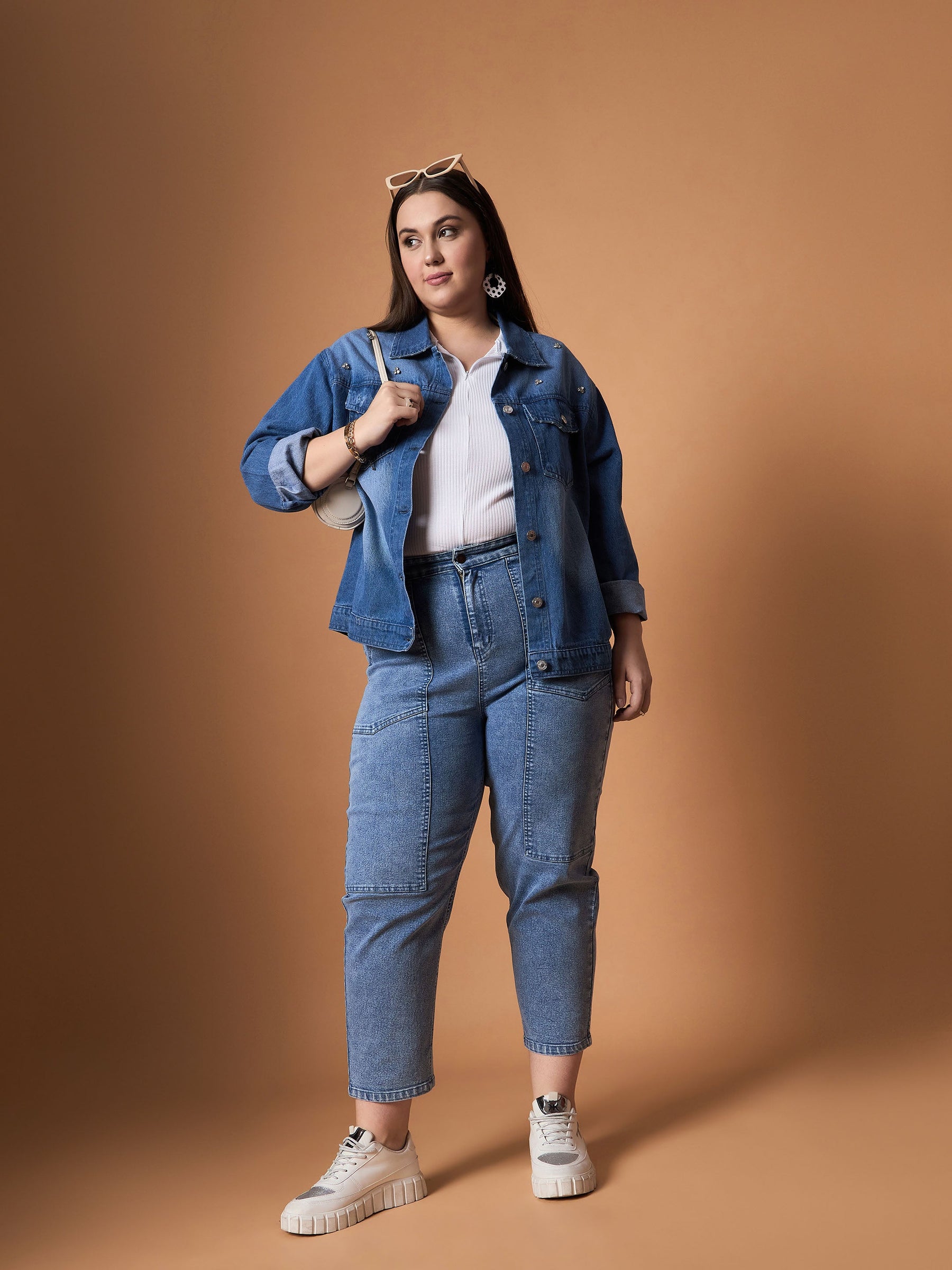 Navy Wash Denim Jacket -SASSAFRAS Curve