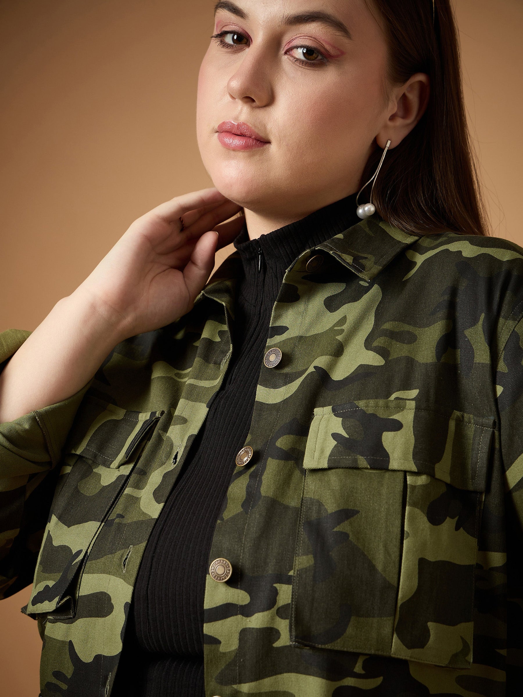 Twill Camouflage Multi Pocket Jacket-SASSAFRAS Curve