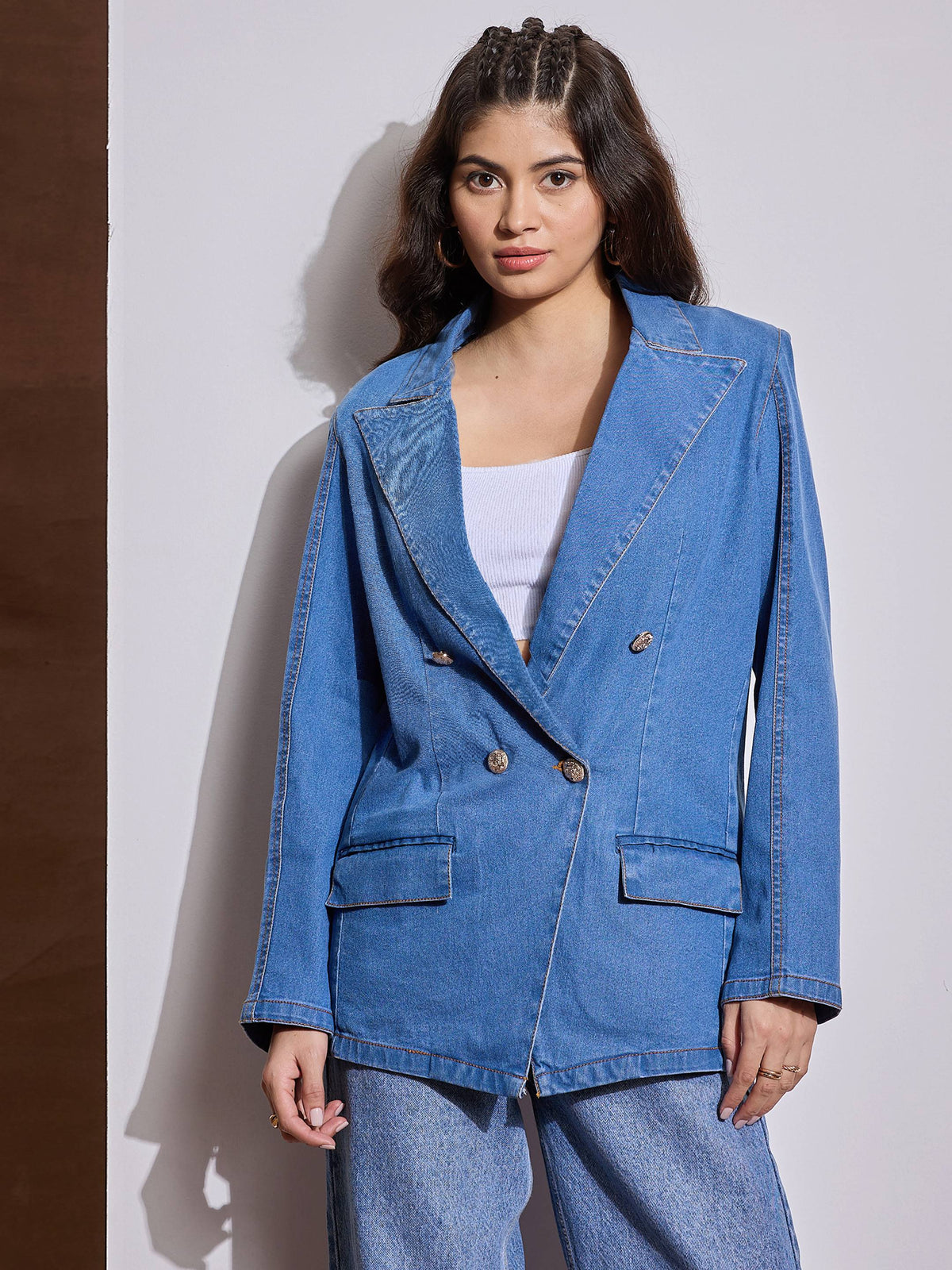 Blue Notch Collar Full Sleeve Blazer -SASSAFRAS