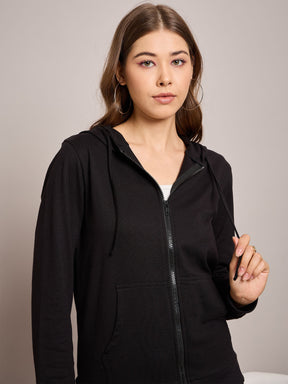 Black Terry Hoodie Jacket-SASSAFRAS BASICS
