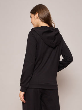 Black Terry Hoodie Jacket-SASSAFRAS BASICS