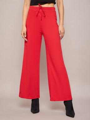 Red Terry Front Zipper Crop Jacket With Terry Pants-SASSAFRAS BASICS