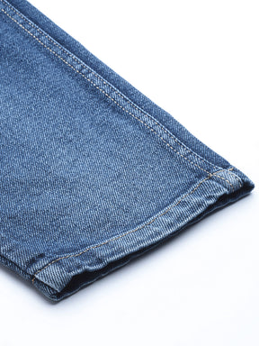 Blue High Waist Distressed Knee Jeans