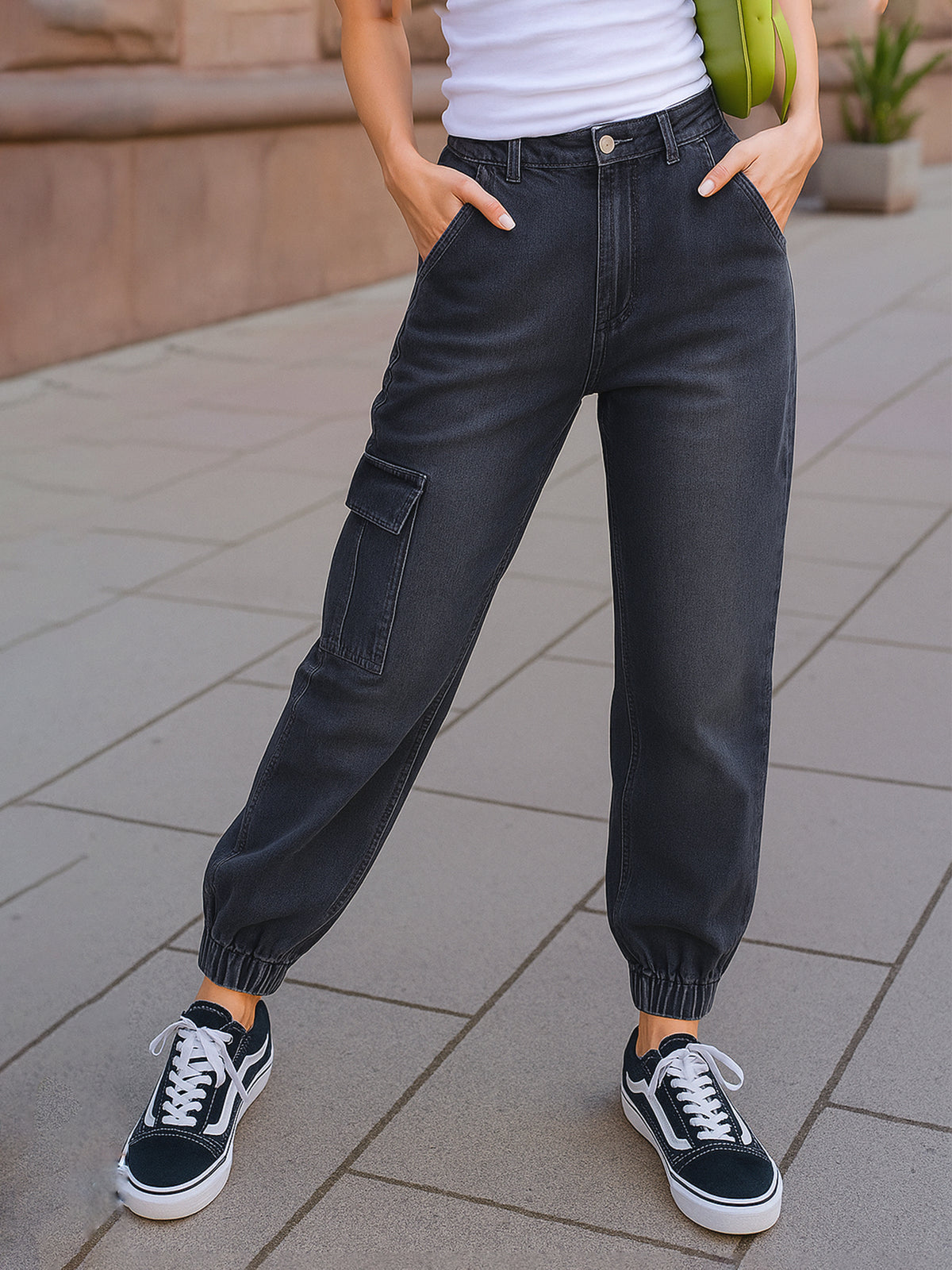 Navy Washed Street Wear Jogger Jeans