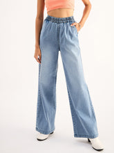 Blue High Waist Elasticated Jeans-SASSAFRAS BASICS