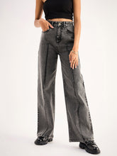 Grey High Waist Front Dart Straight Jeans-SASSAFRAS BASICS
