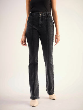 Black Mid Rise Boot Cut Jeans -SASSAFRAS BASICS