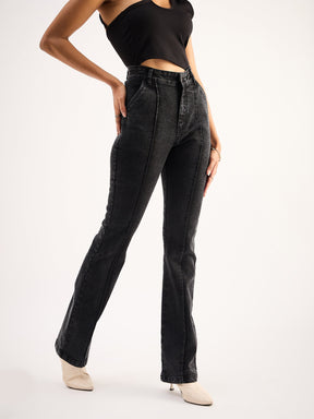 Black Mid Rise Boot Cut Jeans -SASSAFRAS BASICS