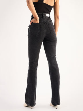 Black Mid Rise Boot Cut Jeans -SASSAFRAS BASICS