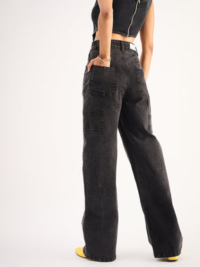 Black High Waist Back Pocket Jeans-SASSAFRAS BASICS