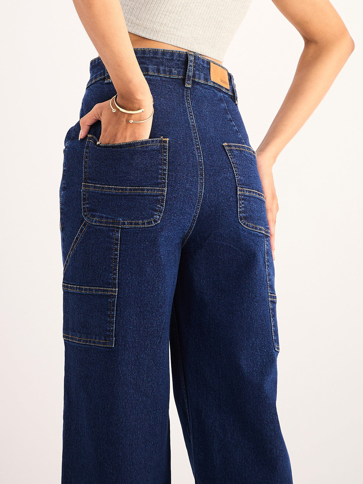 Blue Blast High Waist Back Pocket Jeans-SASSAFRAS BASICS