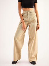 Beige Seam Detail Wide Leg Jeans -SASSAFRAS BASICS