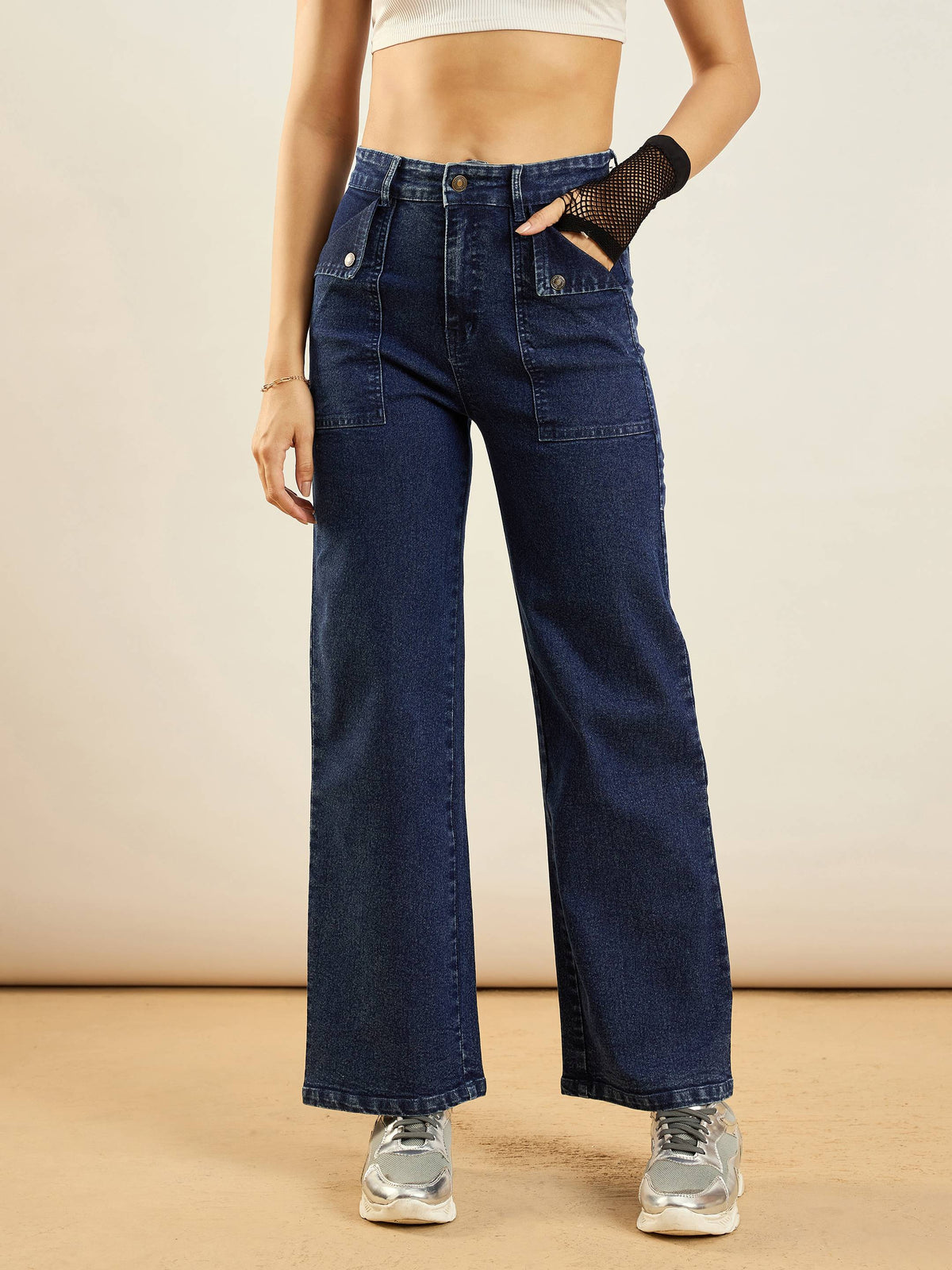 Blue Washed Front Pocket Straight Fit Jeans -SASSAFRAS