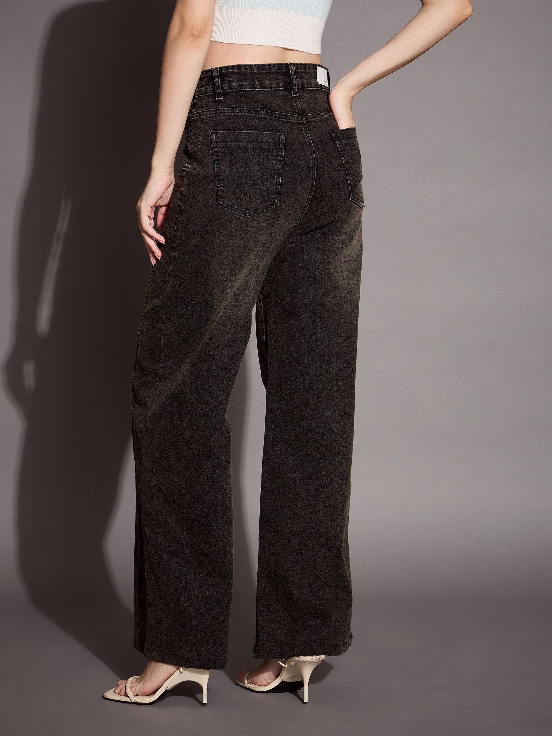 Black Wash Front Seam Straight Fit Jeans -SASSAFRAS BASICS