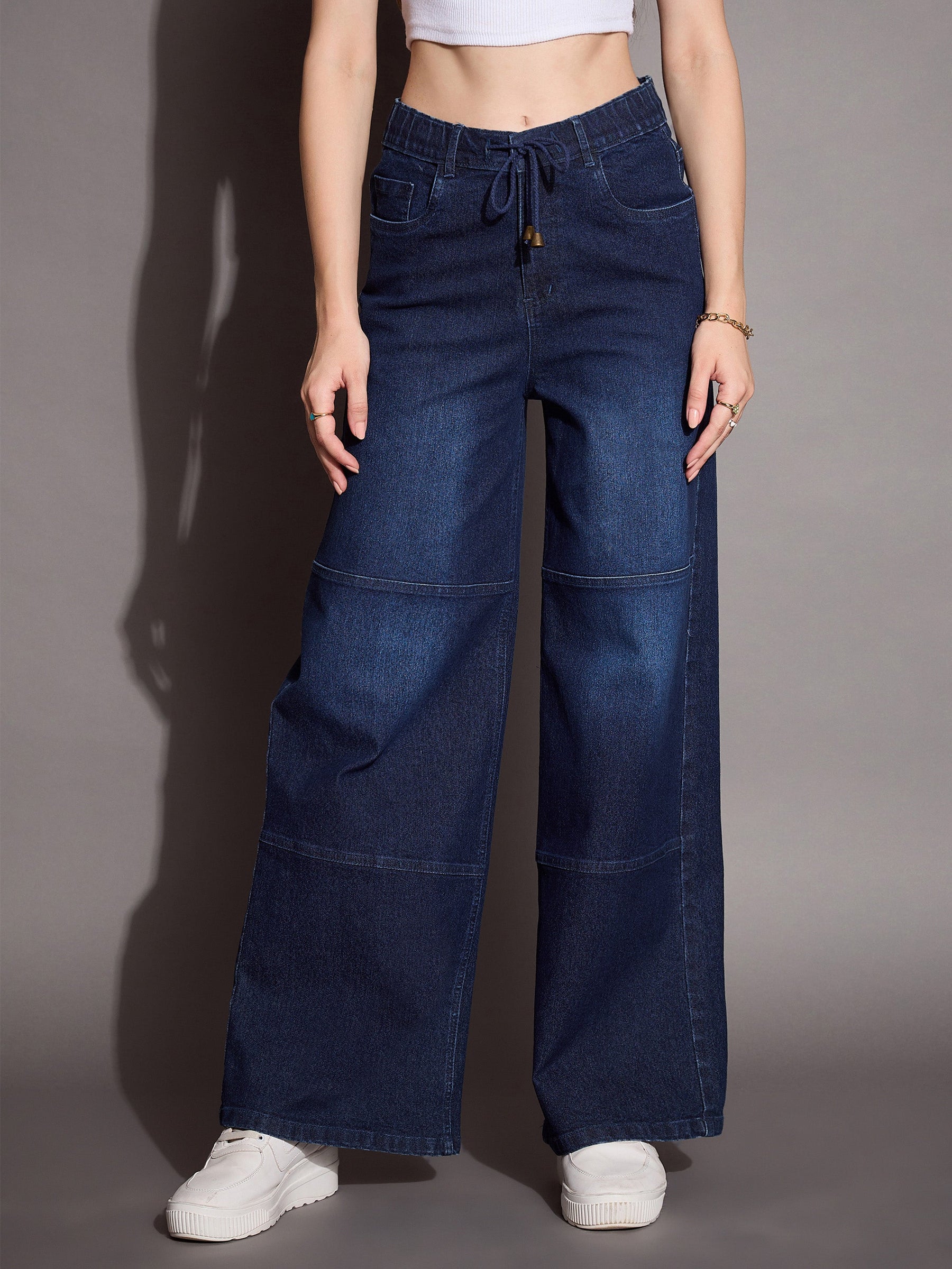 Blue Straight Fit Drawstring Jeans -SASSAFRAS BASICS