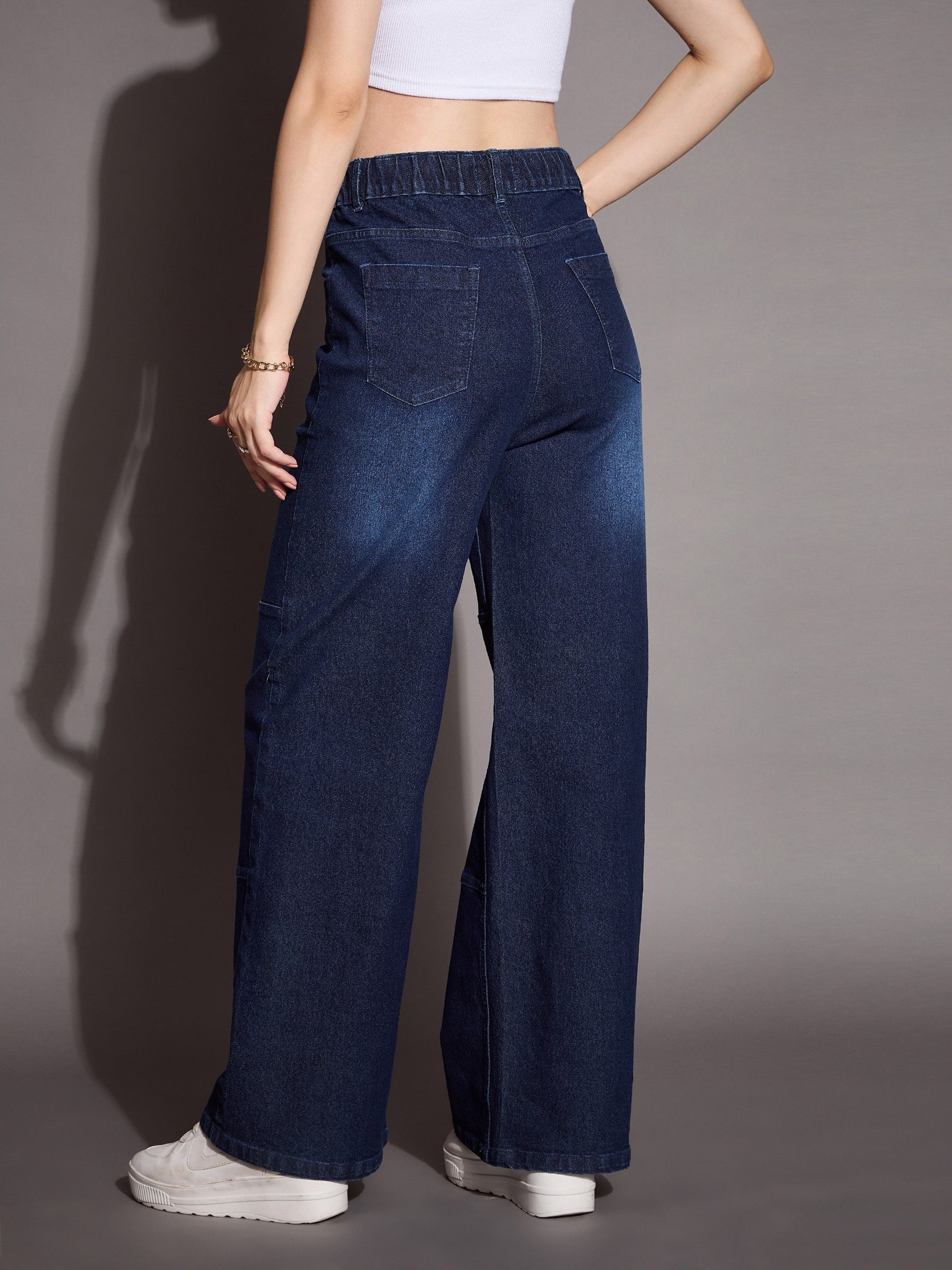 Blue Straight Fit Drawstring Jeans -SASSAFRAS BASICS