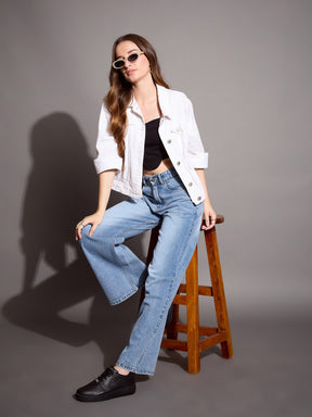 Blue High Waist Wide Leg Jeans -SASSAFRAS BASICS