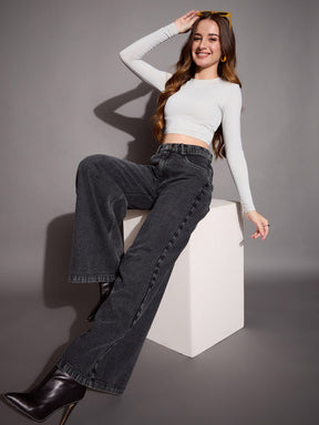 Black Low Waist Wide Leg Jeans -SASSAFRAS BASICS