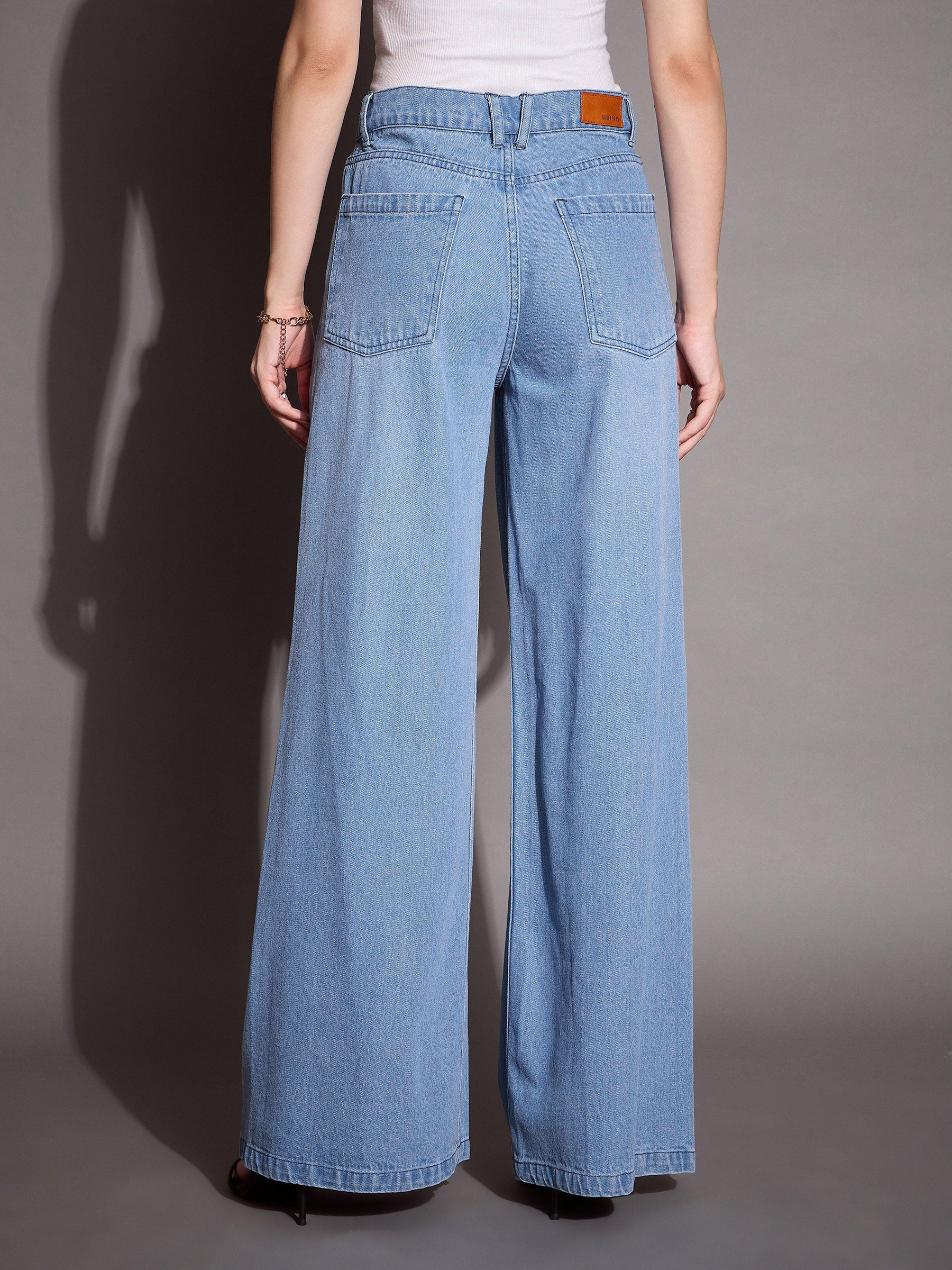 Blue Low Waist Wide Leg Jeans -SASSAFRAS BASICS