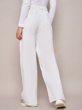 White High Waist Front Dart Straight Jeans-SASSAFRAS BASICS