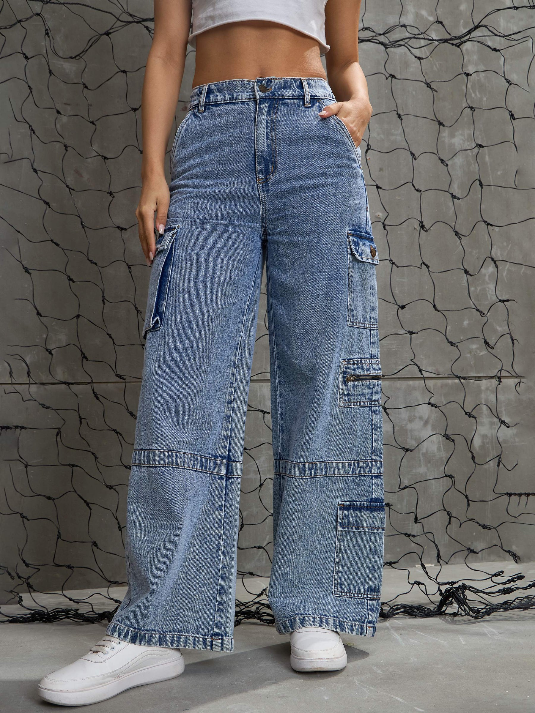 Ice Blue Denim Straight Fit Jeans -SASSAFRAS