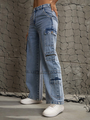 Ice Blue Denim Straight Fit Jeans -SASSAFRAS