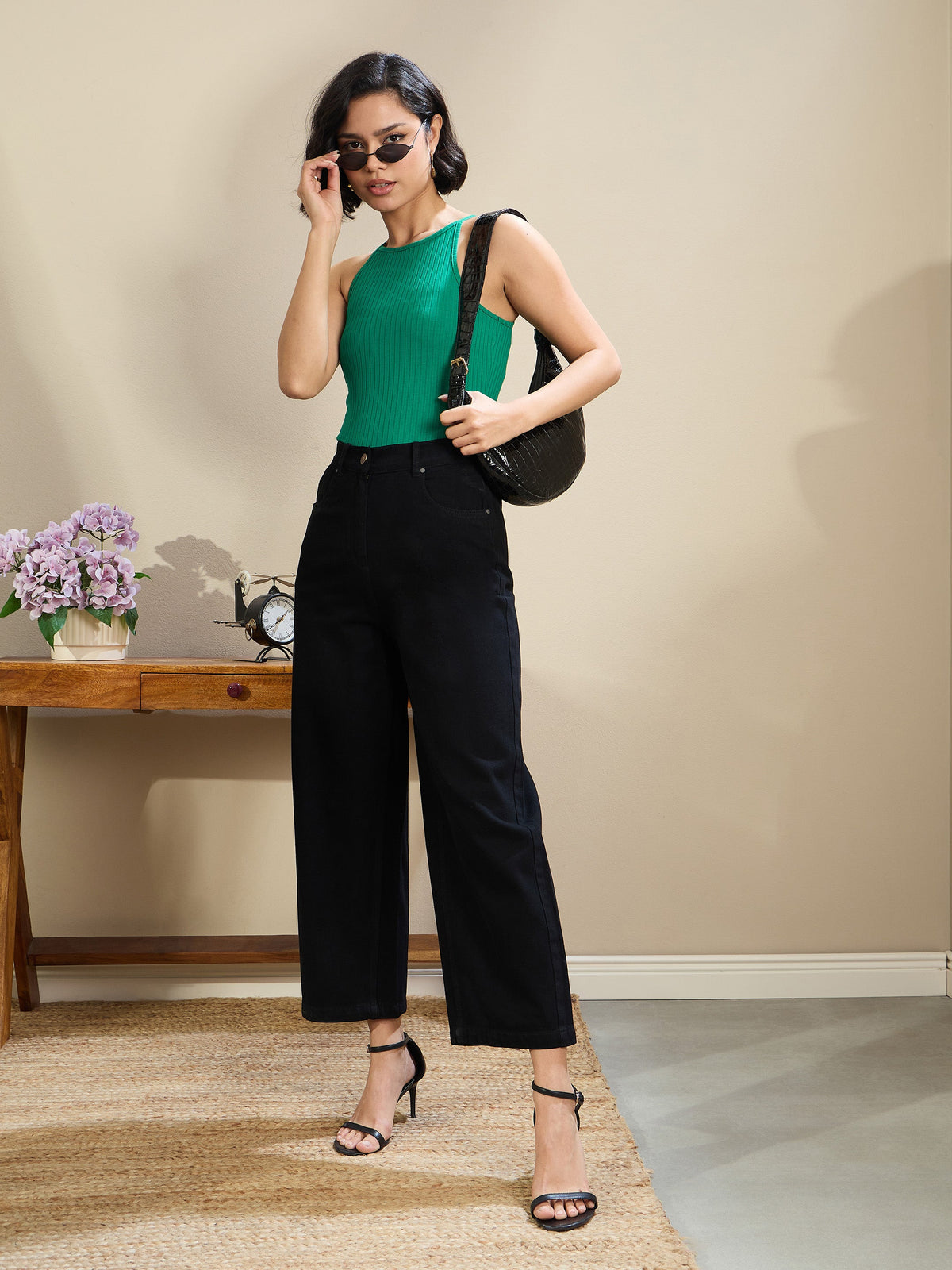 Jet Black Balloon Fit Jeans-SASSAFRAS BASICS