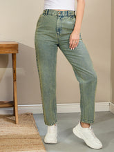 Green Washed Tapered Jeans-SASSAFRAS BASICS