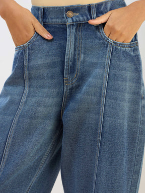 Blue Washed Balloon Fit Jeans-SASSAFRAS BASICS