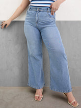 Ice Blue Hem Slit Straight Jeans-SASSAFRAS Curve