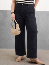 Black Patched Straight Jeans-SASSAFRAS Curve