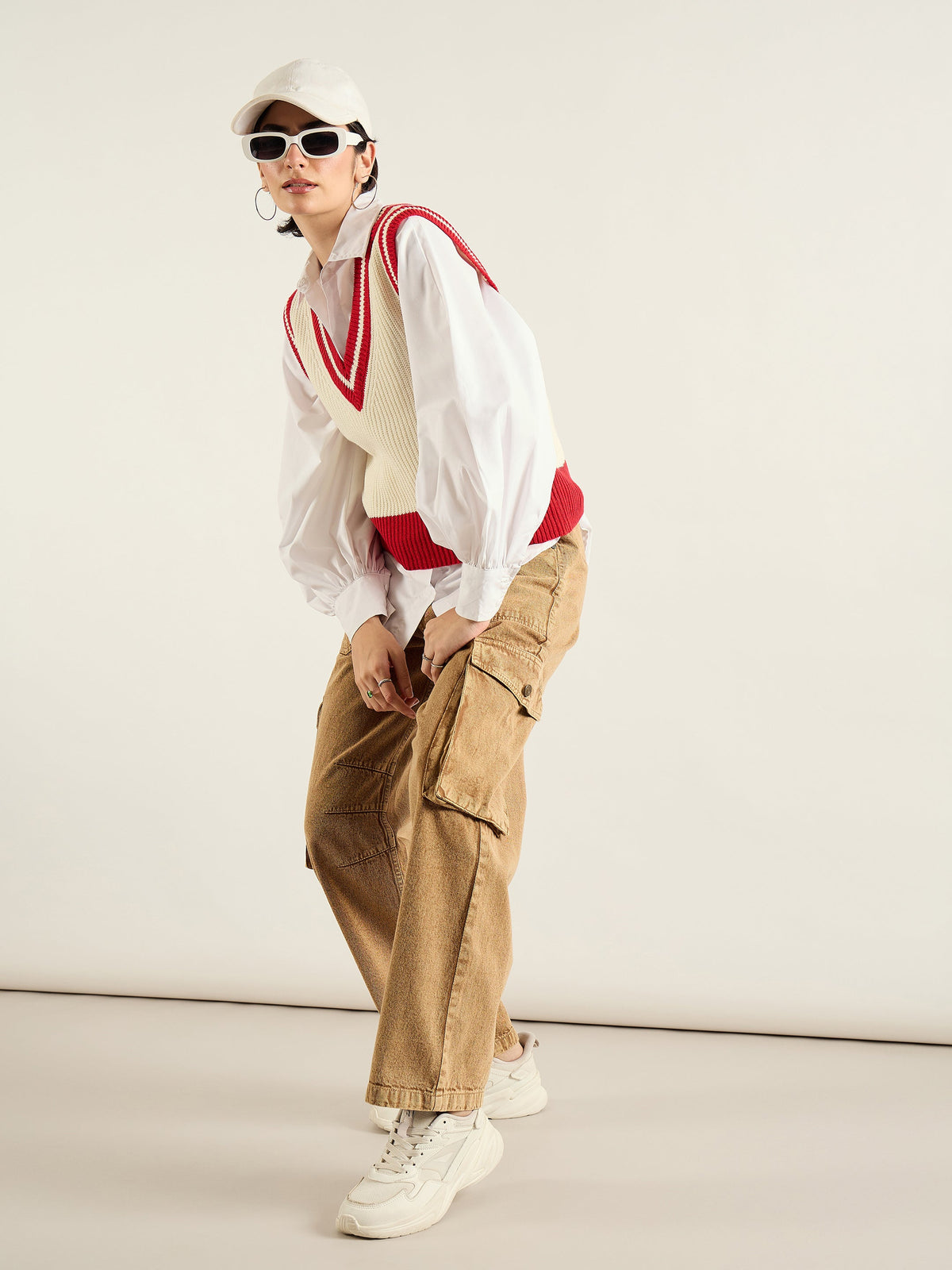 Dark Beige High Rise Cargo Pocket Jeans-SASSAFRAS