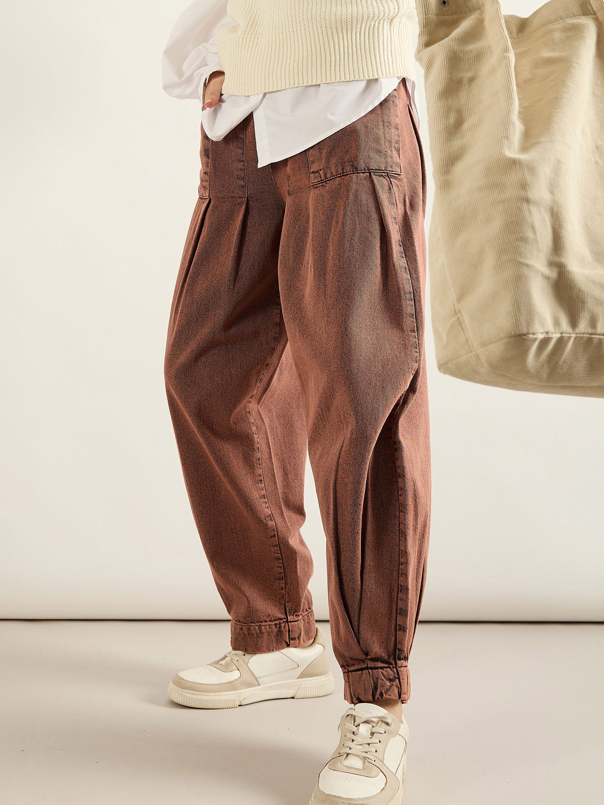 Rust Acid Washed Balloon Fit Jeans-SASSAFRAS