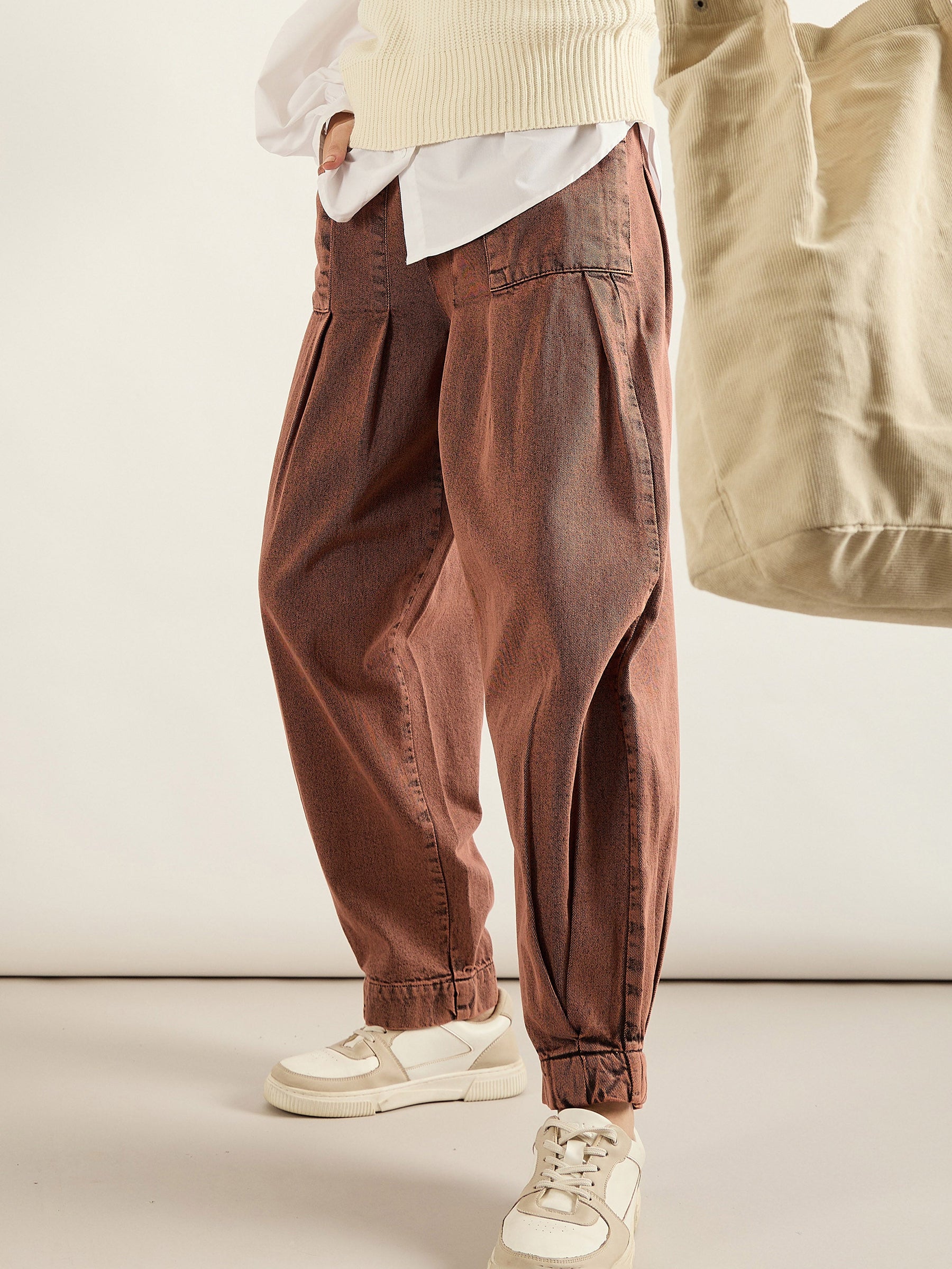 Rust Acid Washed Balloon Fit Jeans-SASSAFRAS