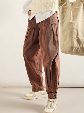 Rust Acid Washed Balloon Fit Jeans-SASSAFRAS