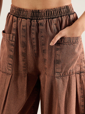 Rust Acid Washed Balloon Fit Jeans-SASSAFRAS