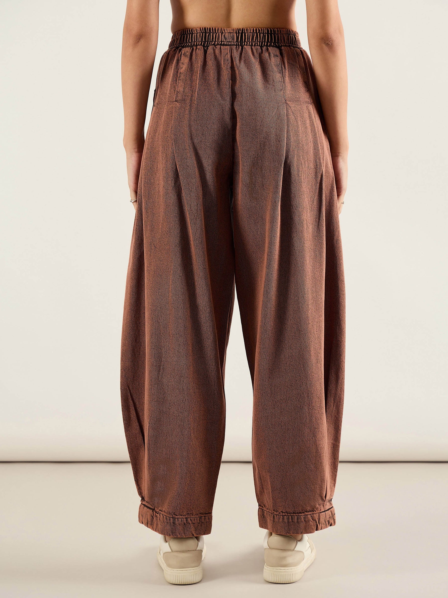 Rust Acid Washed Balloon Fit Jeans-SASSAFRAS